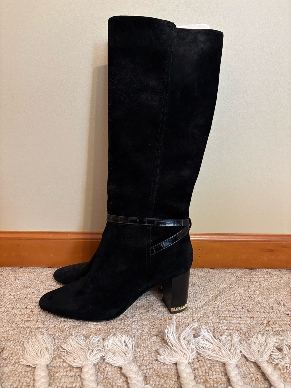 Black Suede Knee-High Women's Boots